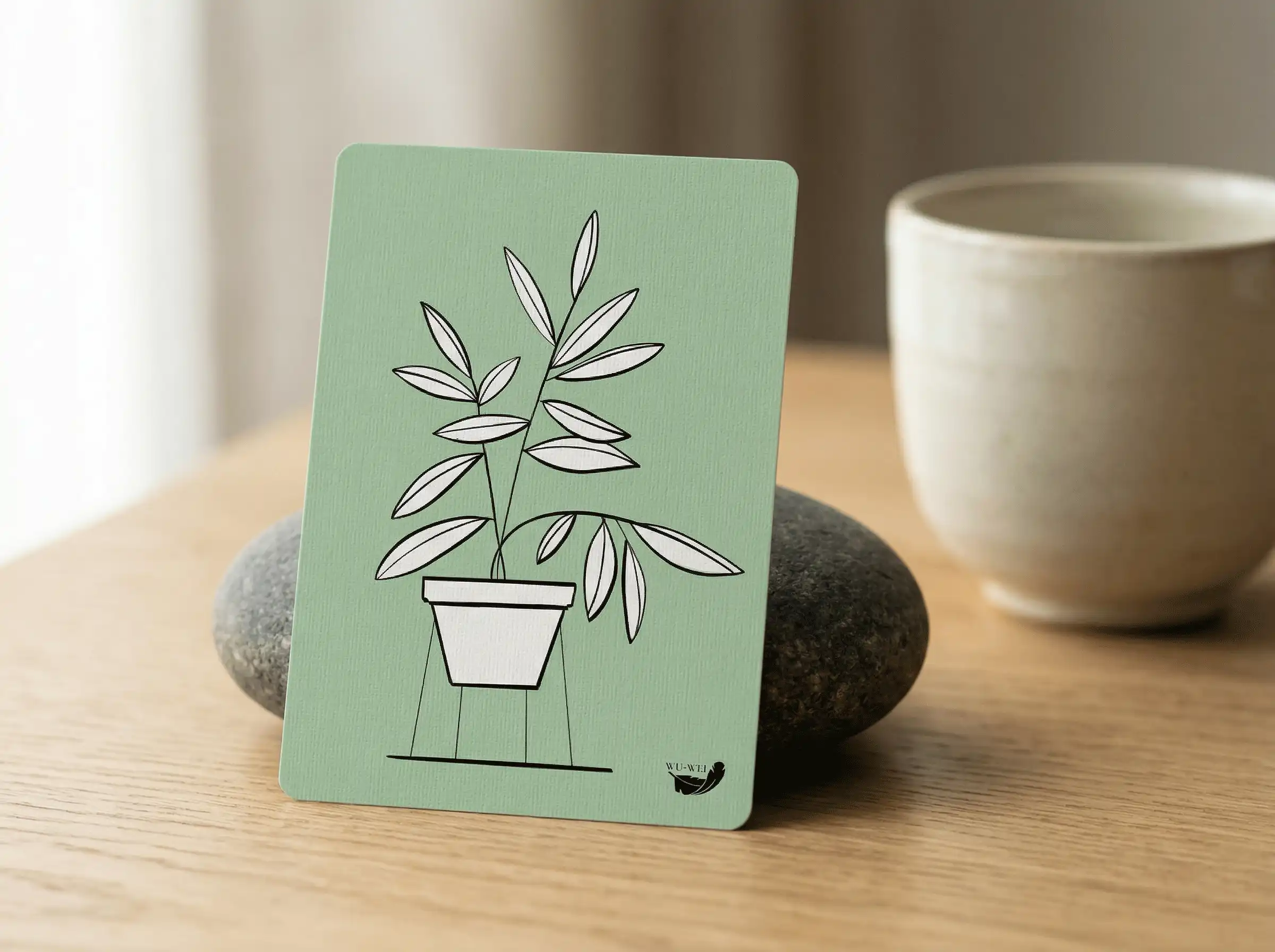 Wu Wei Cards product showing a card with an illustration of a plant
